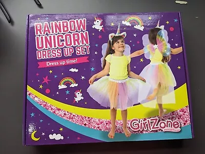 Unicorn Dress Up Set Girlzone Girls Rainbow  Fancy Dress Costume • £4.80