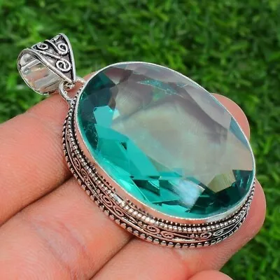 Blue Aquamarine Gemstone Handmade 925 Sterling Silver Jewelry Pendant Sz-2.3 • $11.19