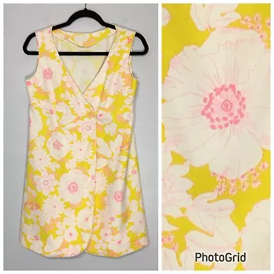 Vintage 60s Micro Mini Dress Hot Pant Tunic Hippie Retro Mod Yellow Floral Boho • $50