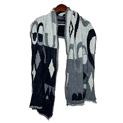 Roots ? Womens Multicolor Abstract Fringe Knitted Shawl Scarf One Size • $18.39