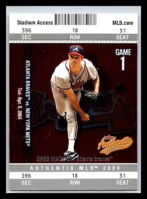 2004 Fleer Authentix #38 Greg Maddux SGC MLB.com • $1.75