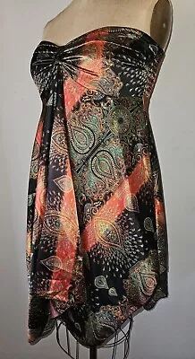 Small SHORELINE Black Paisley Strapless Dress • $8