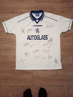 Hand Signed Chelsea Away Shirt Autoglass 98-00 Size Xl • £89.99