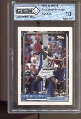 1992-93 Shaquille O'Neal Topps #362 Gem Mint 10 RC Rookie LA Lakers Magic Heat • $33.99