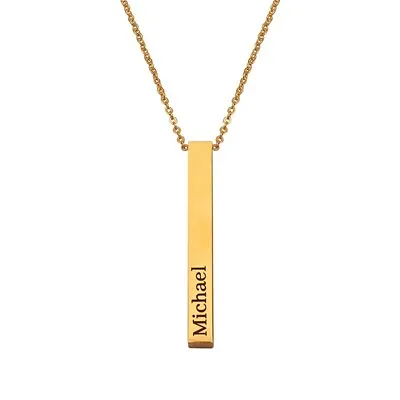 Custom Name Engraved Bar Pendant Personalized Engraved Necklace Women Jewelry. • $7.69