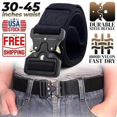 Tactical Waist Belt Classic Black Include Metal Buckle Mens Womens 30-45inch New • $3.10