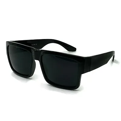 Large Square CHOLO Sunglasses Super Dark OG LOCS Style GANGSTER Style Black Kim • $12.99