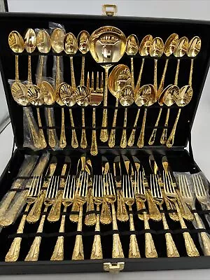 Vintage ~ WM. Rogers & Son ~ Gold Plated 51 Pc. Flatware Set With Box ~ New • $99.99