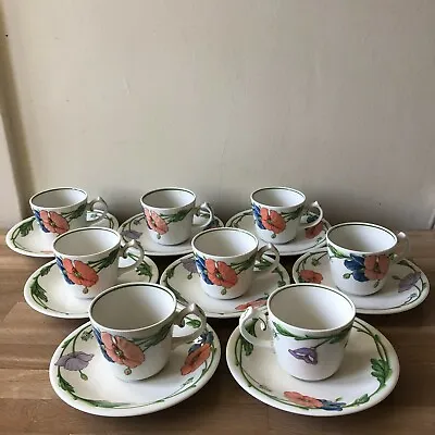 Lovely Villeroy & Boch Amapola Set Of 8 Cups & Saucers • $80