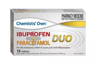 $15.95 • Buy Chemists Own Ibuprofen + Paracetamol Duo Relief Pain & Inflammation 12 Tablets