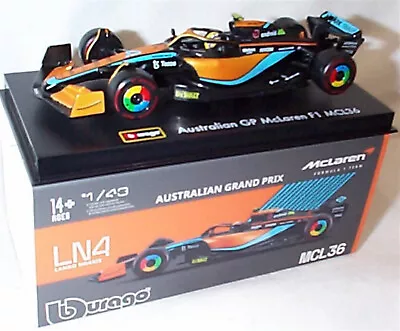 McLaren F1 MCL36 Australia GP 2022 Lando Norris BURAGO 1:43 38064 New In Box • £26.75