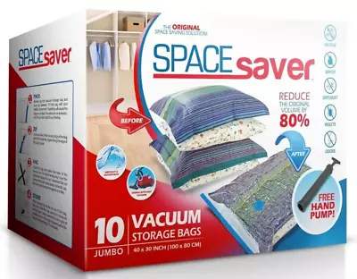 10 PACK Jumbo Vacuum Storage Bags With Pump 80 X 100 Cm Space Saver Travel Bags • £12.99