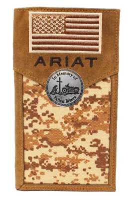 Customized American Flag Ariat Brown Digital Camo Long Wallet  • $58.99