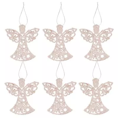 Glitter Christmas Tree Decorations Set Of 6 Angels - Choose Colour • $9.28