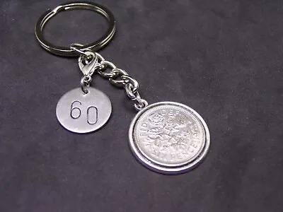 £7.95 • Buy 1963 60th Birthday Gift Lucky Sixpence Coin Keyring & 60 Charm S1