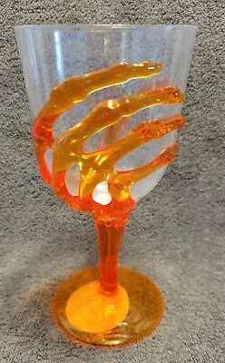 HALLOWEEN Skeleton Goblet ORANGE Hand Acrylic Wine Glass CUP • $6.60