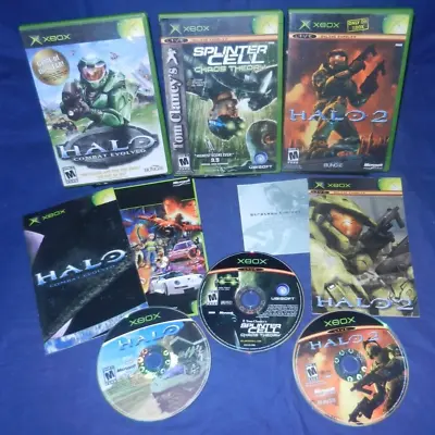 $32 • Buy Xbox; Halo Combat Evolved, Halo 2, W/Manuals, Splinter Cell Chaos Theory, VG