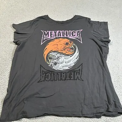 Metallica T-Shirt Yin Yang T-shirt Band Tee Gray Women Size 2XL 26x29 • $16.99