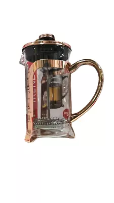 Cafetiere Rose Gold Borosilicate Glass French Press Coffee Pot With Strainer New • £12.95