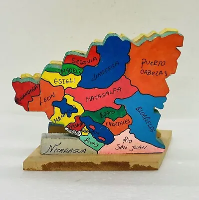 Vintage Nicaragua Map Wooden Letter Mail Holder Unique Handmade Art Decor Rare 3 • $55.22