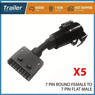 X5 Car Trailer Adapter 7 Pin Flat Male Plug To 7 Pin Large Round Female Socket • $53.08