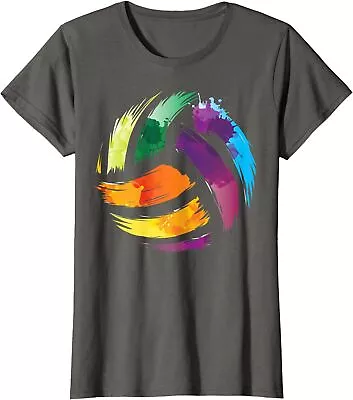 Colorful Volleyball Cute Colorsplash Ball Gift Ladies' Crewneck T-Shirt • $21.99