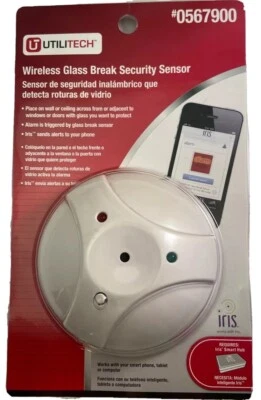 $11.99 • Buy Utilitech Wireless Glass Break Security Sensor IRIS Compatible GB00Z-1 0567900