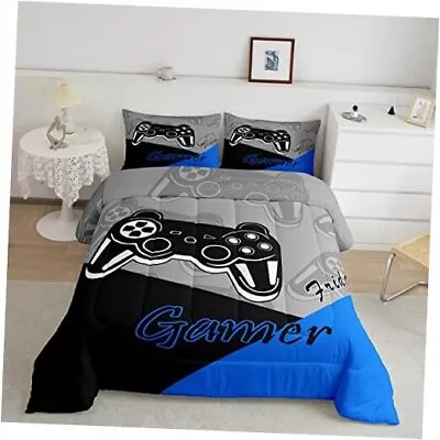  Gaming Comforter For Boys Teen Video Game Bedding Set For Kids Gamer Twin Blue • $61.04