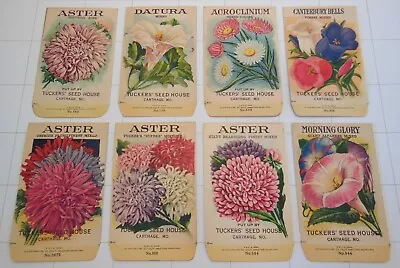 8 Vintage FLOWER SEED PACKETS (G6)-Galloway Litho Co-2 3/4 X4 3/8 -Tuckers' Seed • $28