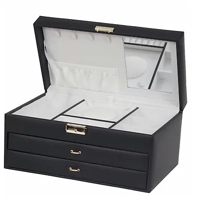 Mele & Co  Black Suzanna Bonded Leather Jewellery Box MC788 • £89.95