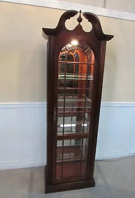 Mahogany Finish Curio Cabinet Illuminated Lighted Display Case China Cabinet • $699