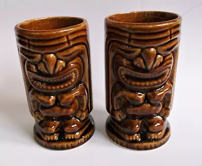2 Mid Century Tiki Mugs Leilani Unmarked Heavy Pottery Hawaiian Tiki Party • $24.99