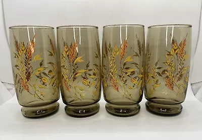 Vintage Wheat Tumblers Drinking Glasses Anchor Hocking S/4 Granny Core • $20.24