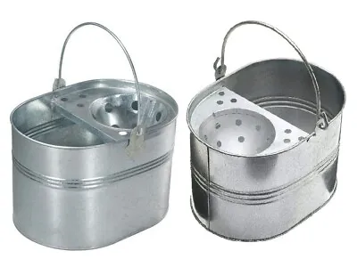 14L Heavy Duty Metal Mop Bucket Galvanised Strong Cleaing Home Basket Storage • £11.85