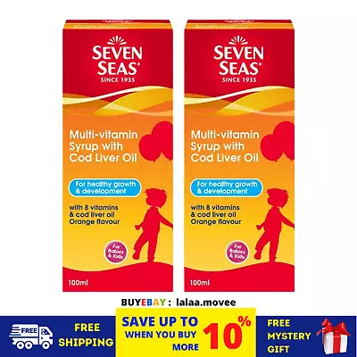 $45.82 • Buy 2 X 100ml Seven Seas Multivitamin Syrup With Cod Liver Oil Orange Flavor For Kid