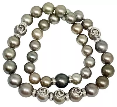 $3792 • Buy Diamond Tahitian Pearl Necklace 18k Gold 11.60 Mm 16  Certified $14,950 910879