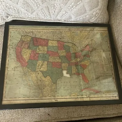 Vintage 1883 The Silent Teacher United States Map Sherwin Williams Paint Puzzle • $159