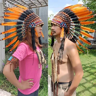 $49 • Buy Warbonnet Feather Headdress Chief Indian American Native Hat Fancy Dress Party  