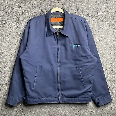 Vintage 70's Red Kap Mechanics Work Jacket Men's Large Talon Zip Navy Blue USA • $40