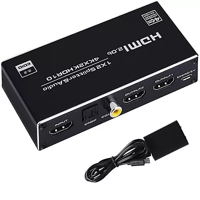 HDMI Splitter 1x2 4K HDMI Splitter Audio Extractor 1 In 2 Out HDMI Adapter • $26.99