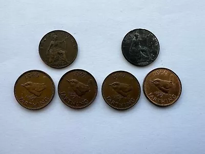 Six British Farthings Coins • £3.99