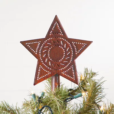 COUNTRY PUNCHED TIN CHRISTMAS TREE TOPPER In RUSTIC TIN--HANDCRAFTED IN THE USA • $19.75