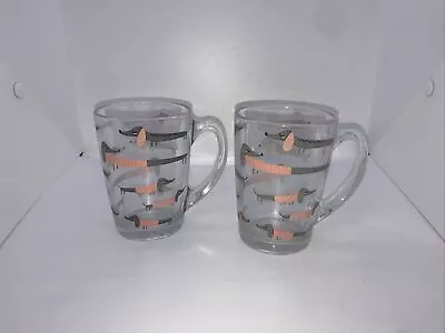 Asda Glass Sausage Dog Dachshund Mug Mugs Pink New X 2 • £20