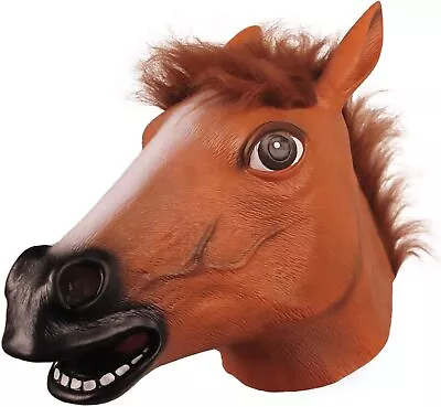 Molezu Horse Head MaskHorse Mask Creepy Mask Latex Animal Head Mask Novelty Ha • £22.66