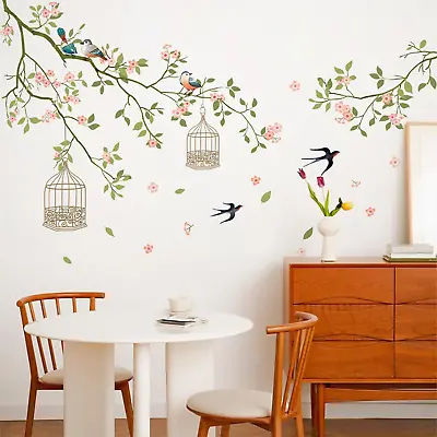 2 Set Cherry Blossom Wall Decals Flower Bird Tree Peel And Stick Wall Stickers L • $15.66