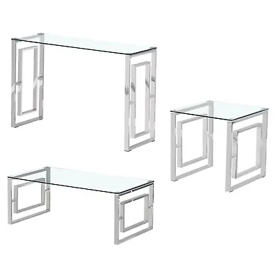 Glass Table Coffee Console Side End Living Room Furniture Mirror Chrome Finish 2 • £289.99