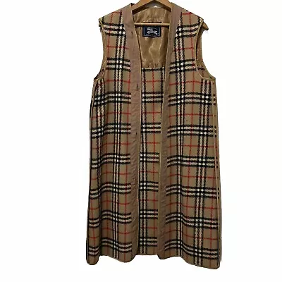 Vintage Burberry Plaid Wool Men’s Beige Vest Zip Liner For Trench Coat Medium • $69.99