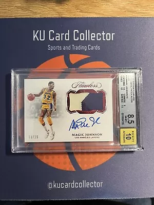 2018-19 Flawless Ruby Magic Johnson GAME-USED PATCH AUTO /15 LAKERS BGS 8.5/10 • $1999.99