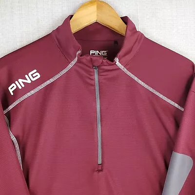 PING Size Large Mens 1/2 Zip Oxblood Performance Windshirt Jacket Wicking Red • $78