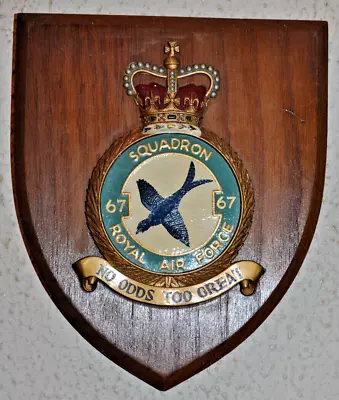 67 Squadron Royal Air Force Mess Wall Plaque Shield Crest RAF • £35